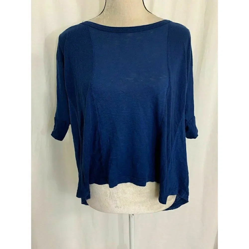 Splendid Womens Solid Navy Blue Oversized Short Sleeve Top T Shirt Xs - Picture 2 of 7